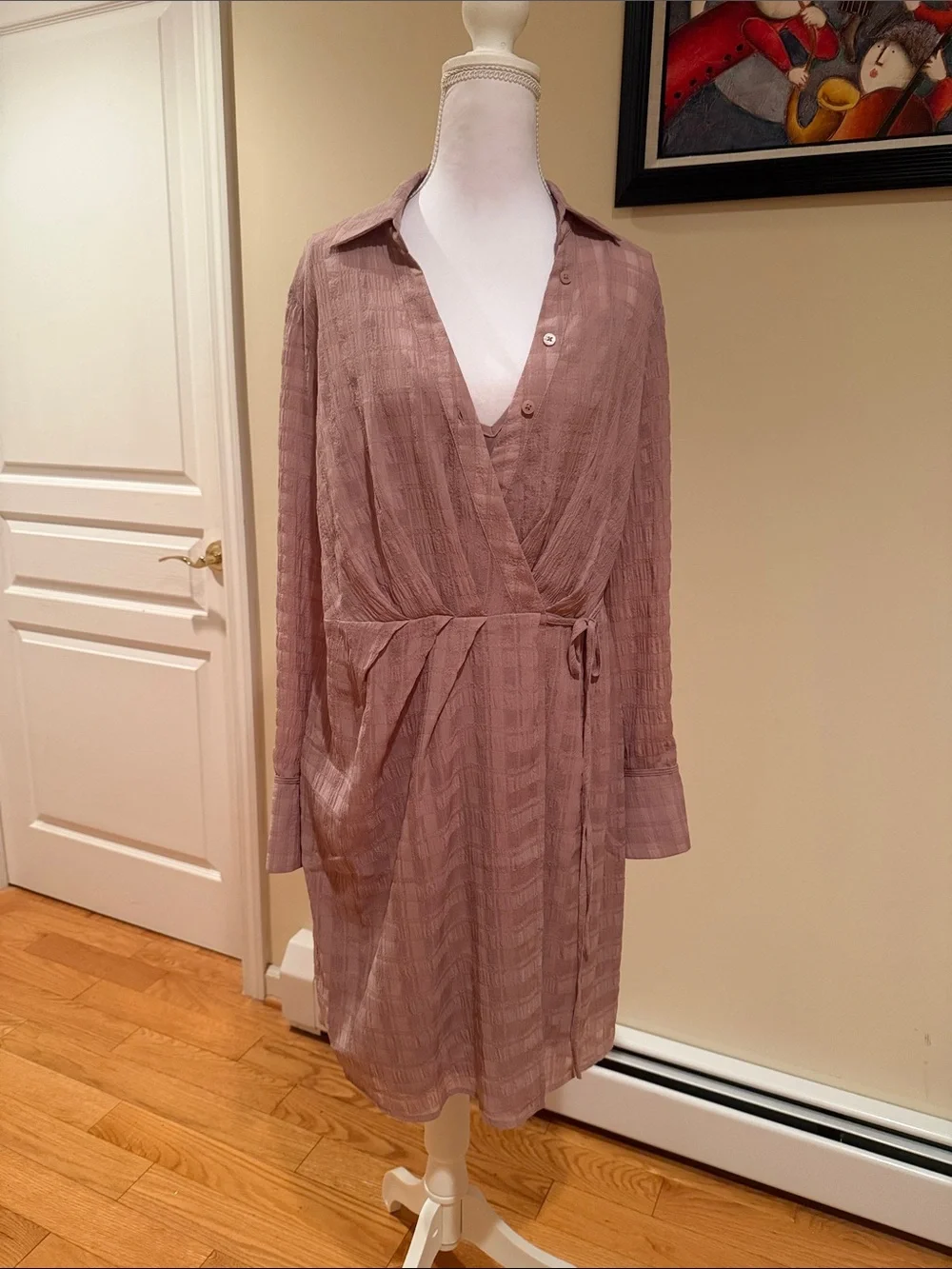 White House Black Market Dusty Mauve Wrap 2 piece dress